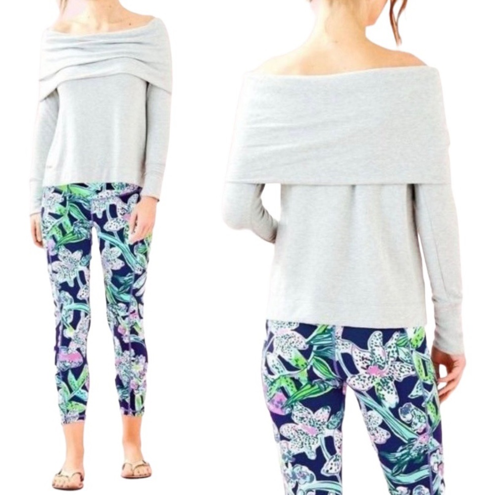 Lilly Pulitzer Gray Off-the-Shoulder Sweater